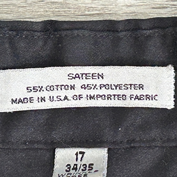 Geofrey Beene Men's Black Sateen Button Down Shirt Sz 17 - Picture 4 of 6